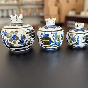 Artistic Blue and White Ceramic Jars Set